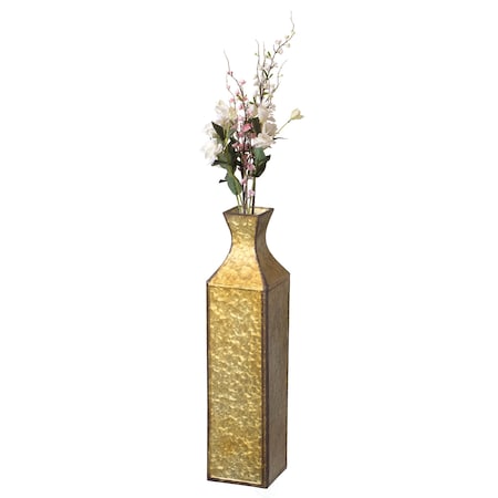 Uniquewise Antique Style Metal Bottle Shape Gold Floor Vase for Entryway, Living Room or Dining Room, Large QI004442.L